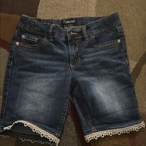 Jordache Navy Denim Shorts with Lace Accent